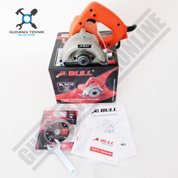 Mesin Pemotong Keramik Mermer Granit 4&quot; Listrik BL0410 BULL / Marble Tile Cutter Electric 4 Inch BL 0410 BULL