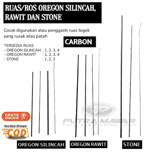 Ruas Ros Joran Tegek Kaku Bahan Carbon Oregon Silincah Rawit Dan Stone No 1 2 3 4 Original