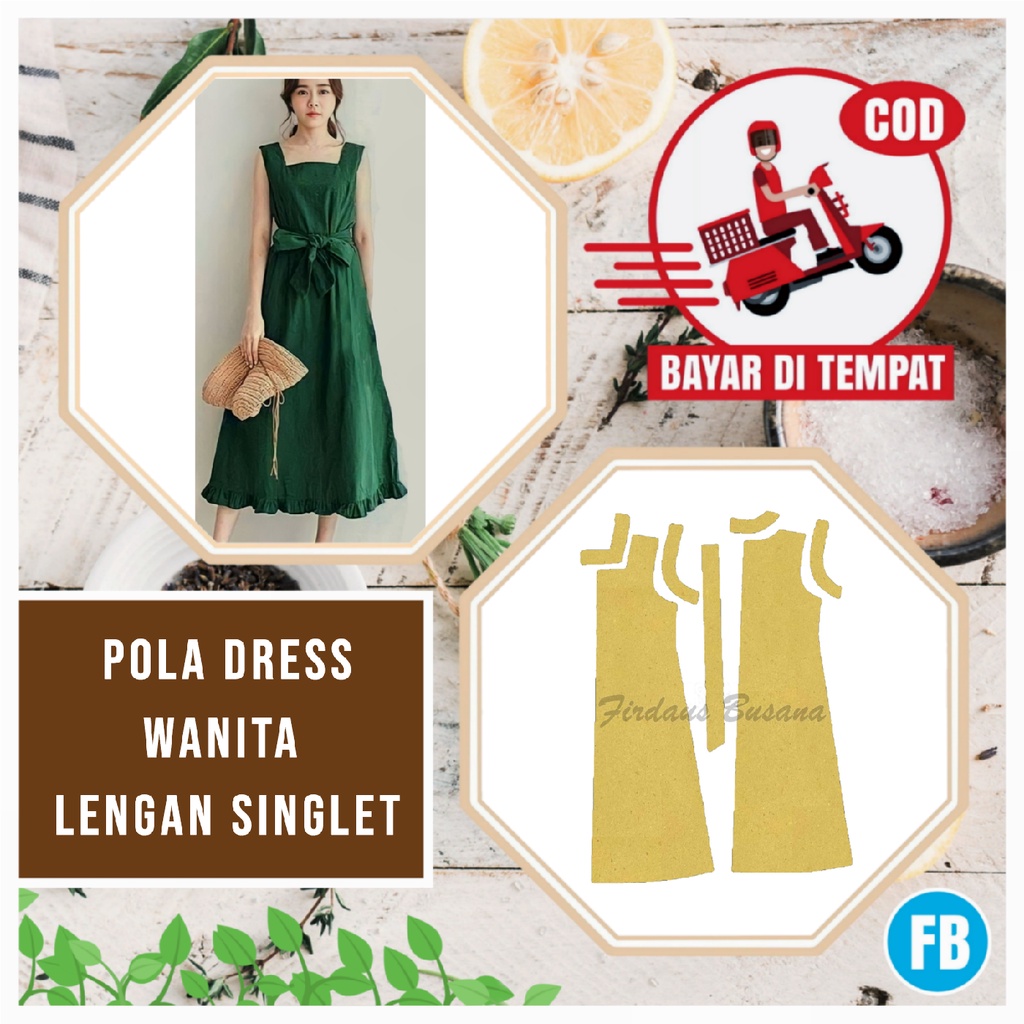 【COD】Pola Dress Wanita Dewasa Lengan Singlet | Pola Baju Wanita Lengkap | Pola Instan Dress | Pola J