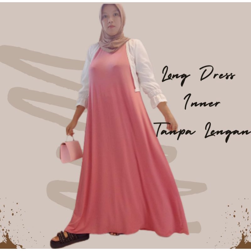 long dress tanpa lengan polos
