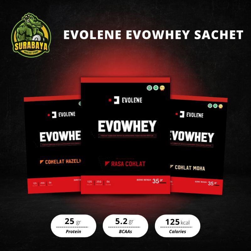 EVOLENE EVOWHEY 1 SACHET EVO WHEY PROTEIN NON ISOLATE SUSU FITNESS DIET GYM DEBM CUTTING FITNES