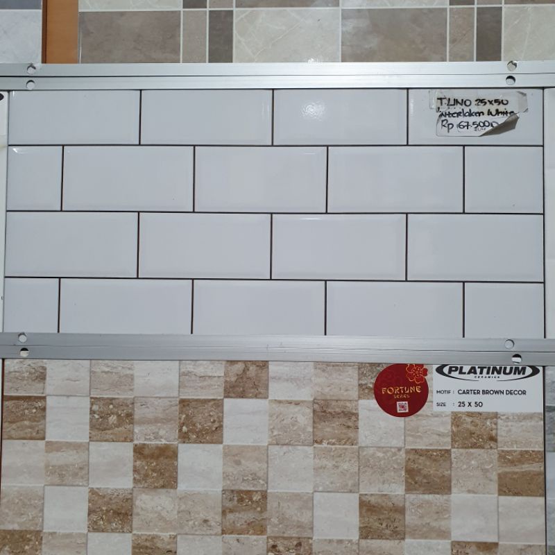 keramik dinding dapur kamar mandi motif bata UNO 25x50 INTERLAKEN WHITE