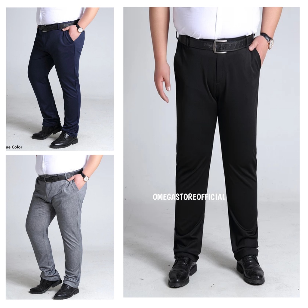 OMEGA - Celana Bahan Dasar Formal Pria Slim Fit Jumbo