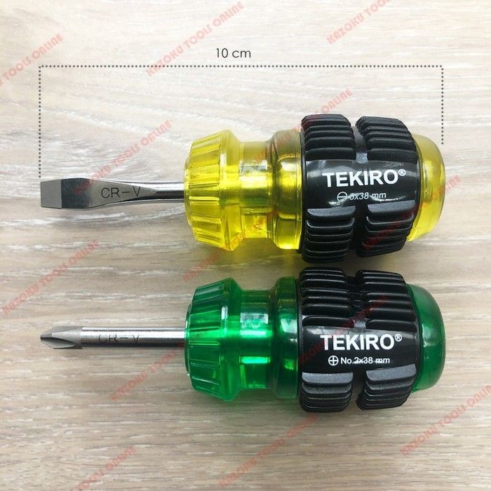 Mato Paket Obeng Gagang Karet Pendek Set Plus Dan Minus 1.5 Inch Tekiro