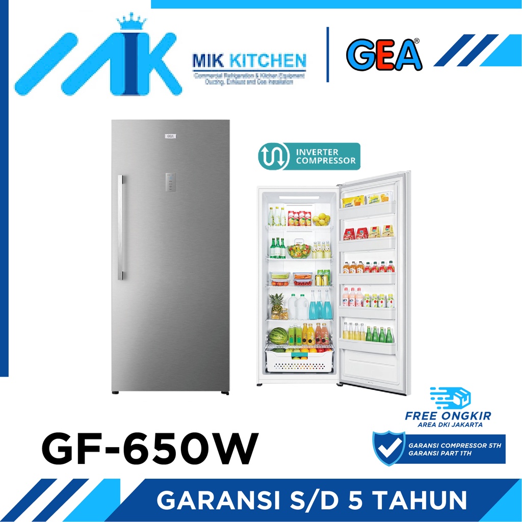 UPRIGHT FREEZER GEA GF-650 STANDING FREEZER 593L INVERTER ORIGINAL GARANSI RESMI
