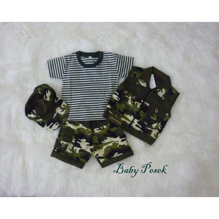 Baju Setelan Profesi Tentara Loreng Abri Army Anak Bayi Laki Laki