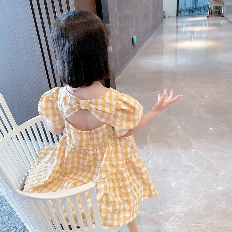 IL - DRESS ANAK PITA RAMPEL KOTAK / DRESS ANAK PEREMPUAN LUCU MOTIF KOTAK TARTAN