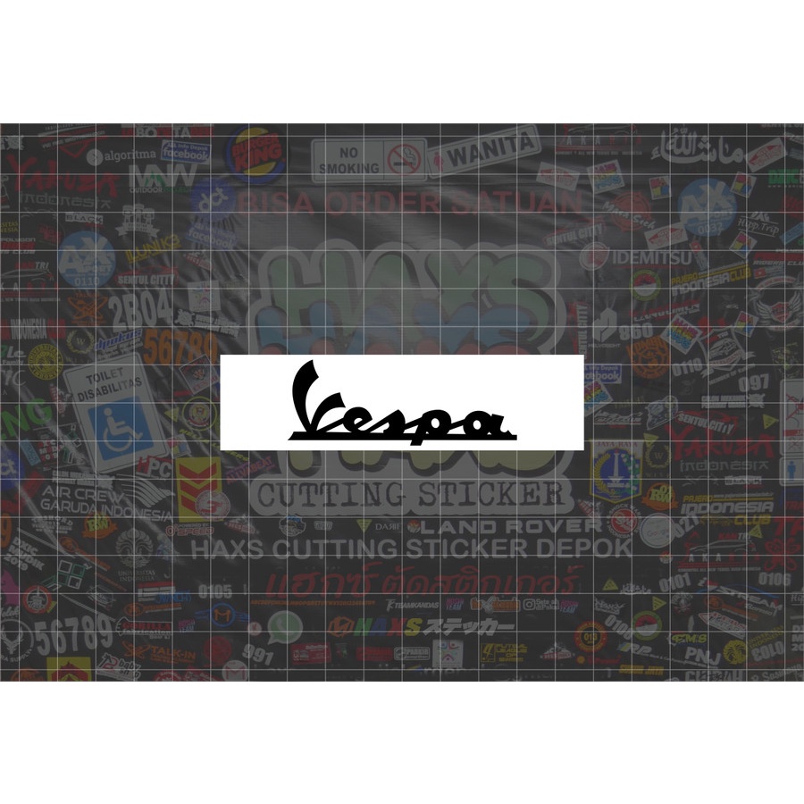 Cutting Sticker Vespa V2 Ukuran 9.5 cm untuk motor mobil