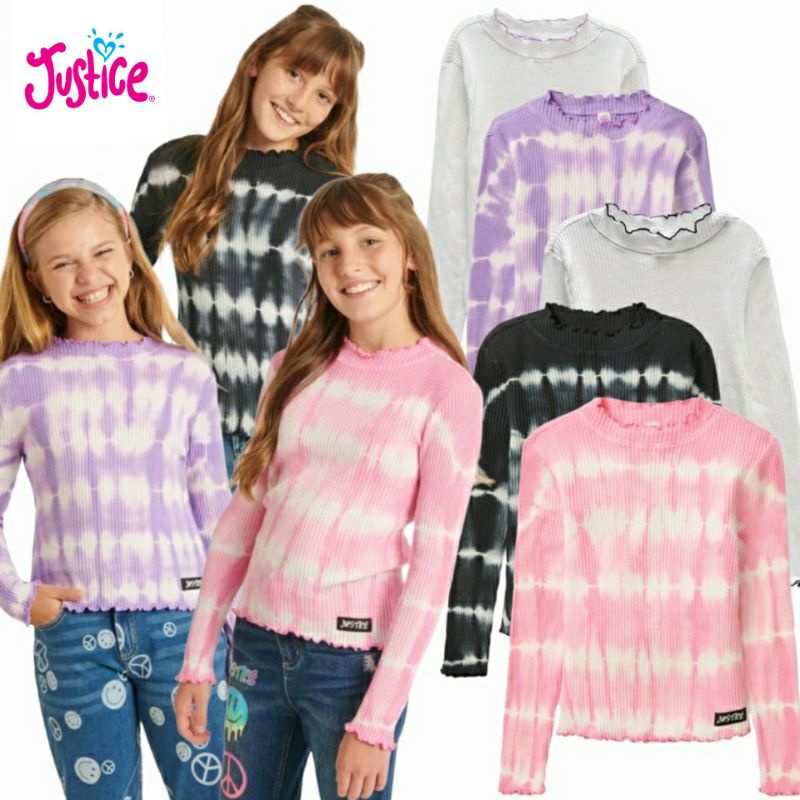 Justice Loongsleeve Rib Knit Tshirt Girls / Baju Anak Perempuan Lengan Panjang Rib Knit (5-18 Years)