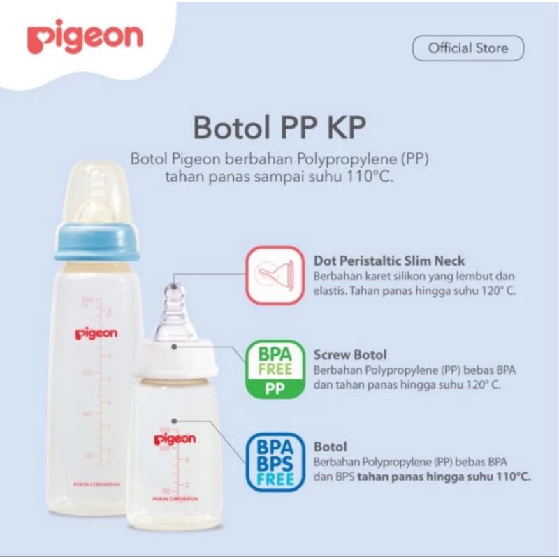 PIGEON Botol Susu PP KP 120ml 240ml Peristaltic nipple pigeon nursing bottle / Botol Susu Pigeon Slim neck 120ml Peristaltic Nipple