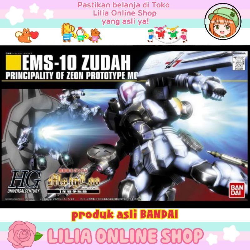 HG HGUC 1/144 EMS-10 ZUDAH (asli Merk BANDAI) Model Kit Gunpla Gundam Robot