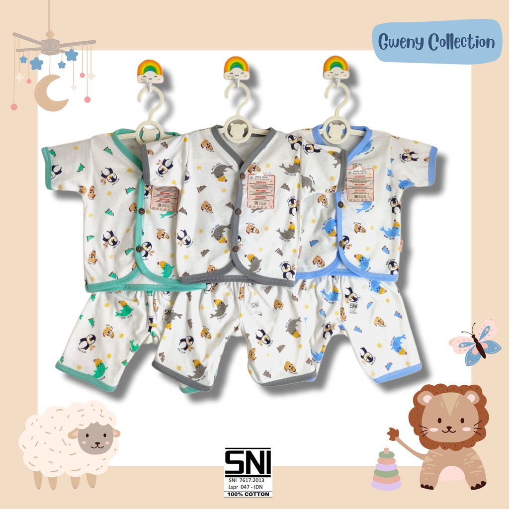 SETELAN BABY GLOW BAYI TANPA LENGAN/LENGAN PENDEK/LENGAN PANJANG MOTIF ARTIC UNISEX 3-12 BULAN