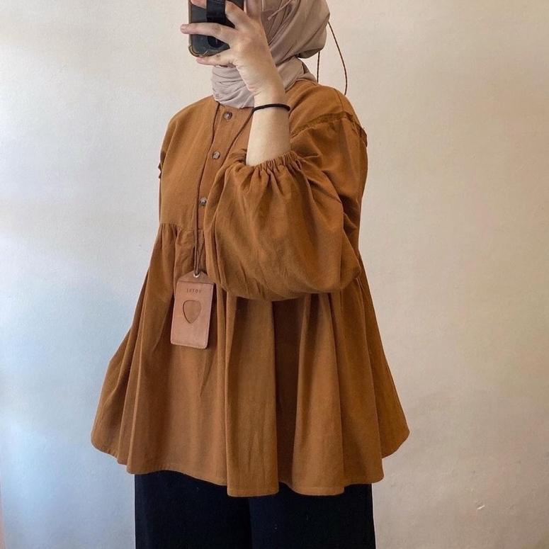 murah ARINA BLOUSE KATUN RAYON CRINKLE / BLOUSE MUSLIM WANITA / RANIA BLOUSE BUSUI FRIENDLY belkang