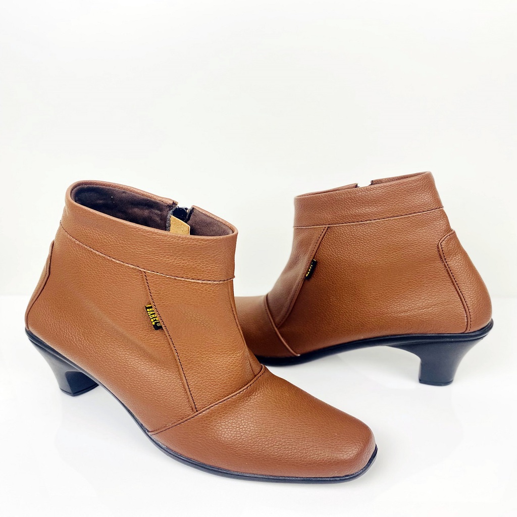 PS Zipper coklat Sepatu Pantopel Wanita Sepatu Boot Wanita Sepatu Kerja Kantor Wanita Sepatu Formal