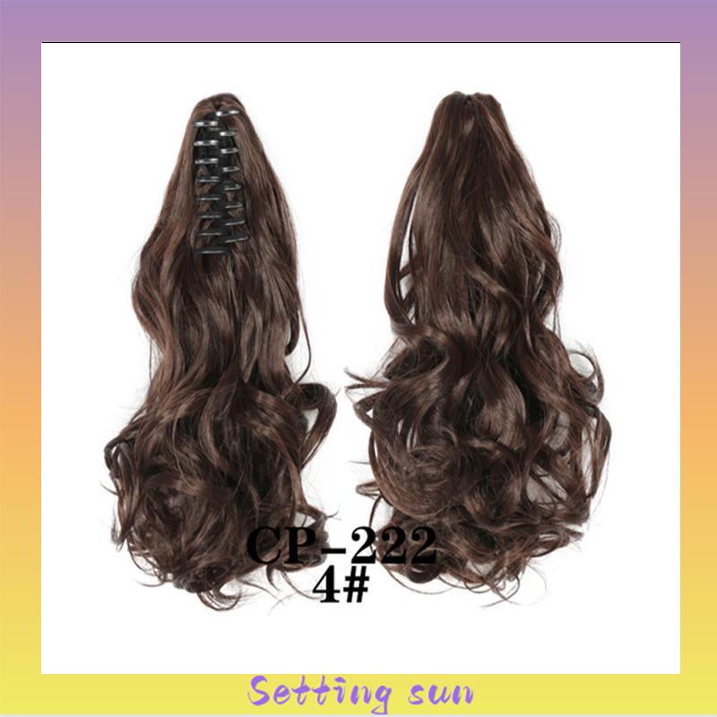 Ikat Rambut Palsu Gelomban Wig Rambut Gelombang Cakar Klip Rambut Pendek Kuncir Kuda Poni Keriting 8 Gigi Klip Wig Wanita TN