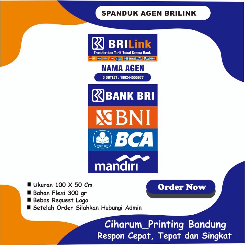 Spanduk Banner Agen Brilink ukuran 50 x 100 Cm