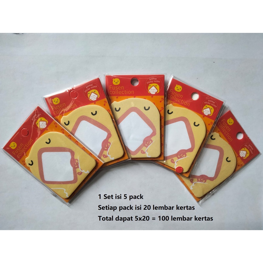 100 Lembar Memo Pad Kertas Memo Sticky Notes Stiker Lem Karakter Hewan GM-ST0197