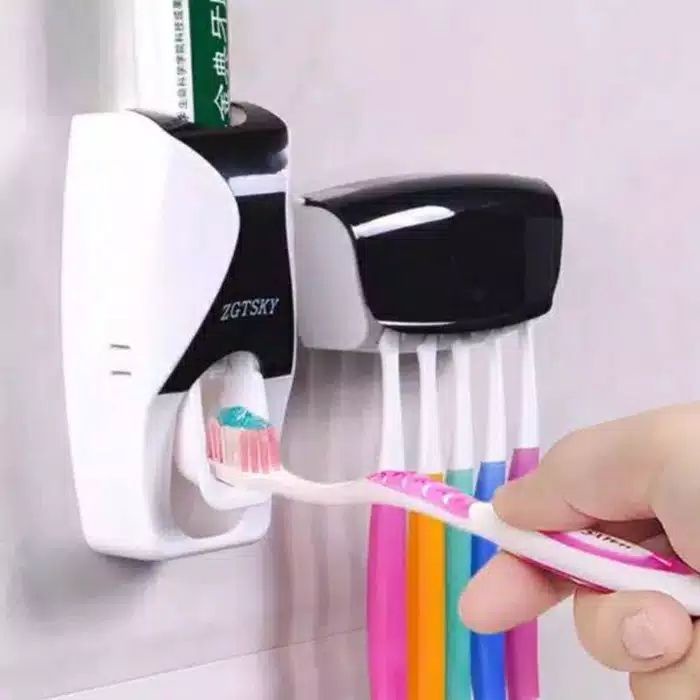 ACCFASHIONMURAH Dispenser Odol Tempat Sikat Gigi Set Rak Kamar Mandi Toothpaste Penjepit Brush Holder Organizer