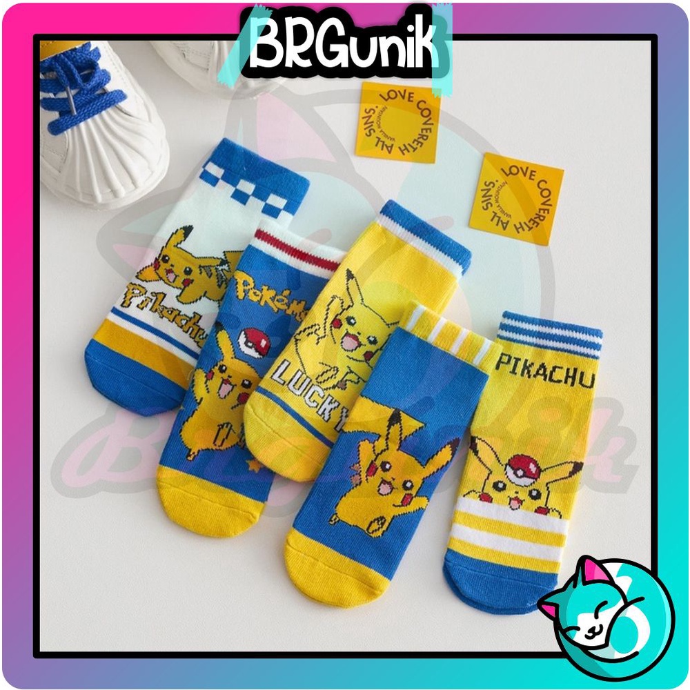 BRGUNIK Kaos Kaki Anak Motif Pikachu Kaus Kaki Bayi Pokemon KK060