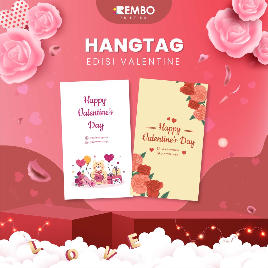 Hangtag 1 Sisi Edisi Valentine Hangtag Baju - Hang Tag Label - Label Merek - Label Ucapan Valentine Hari Kasih Sayang 2023