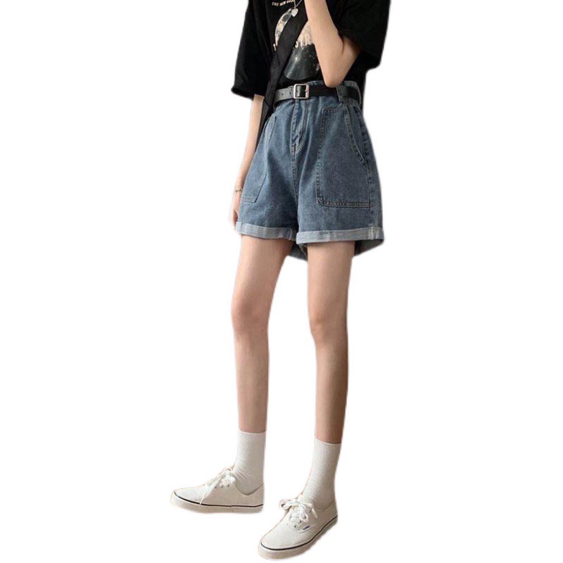 RHEA Celana Pendek Jeans Wanita Korea Style High Waist