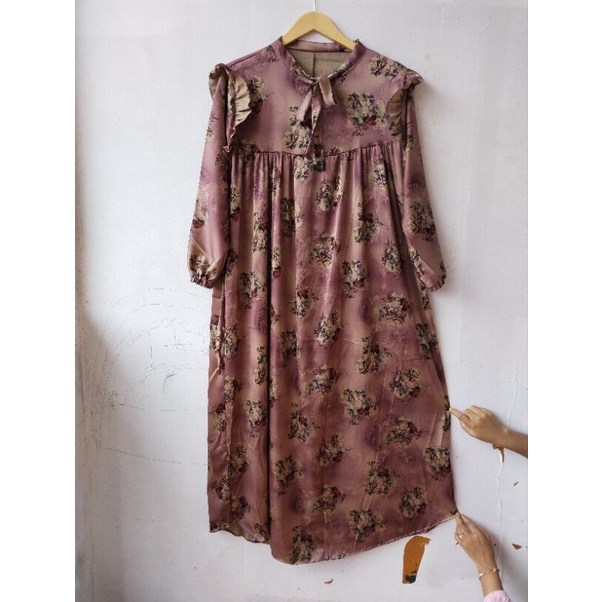 gamis dress armani silk brown