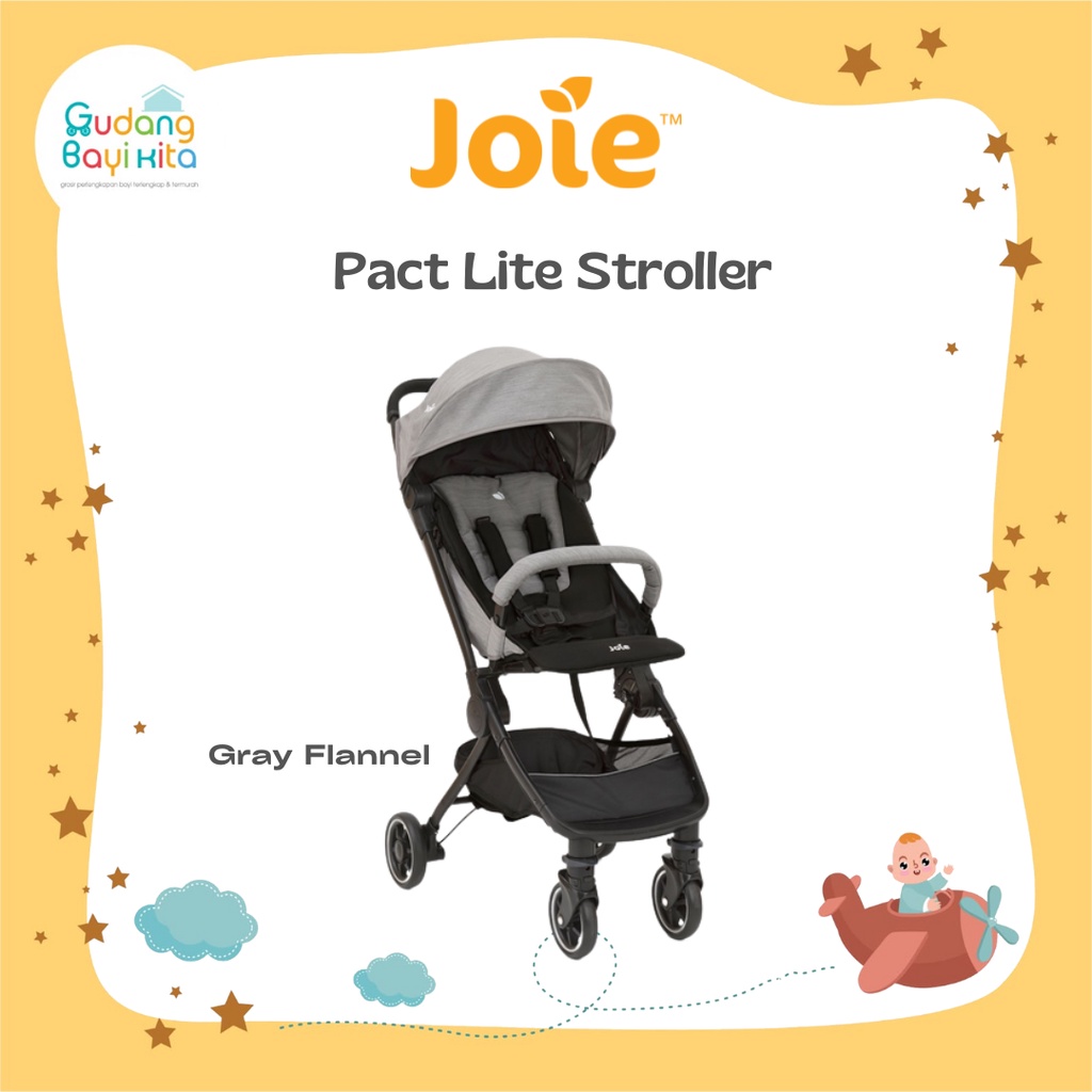 JOIE Pact Lite Stroller Gray Flannel - Stroller Anak Joie - Stroller Bayi - Kereta Dorong