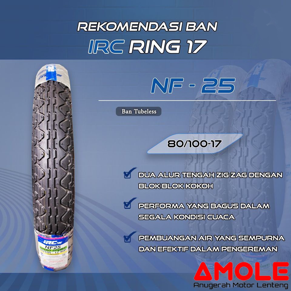 Ban Tubeless Depan IRC NF25 80/100-17 80 100 17 Honda Verza Mega Pro