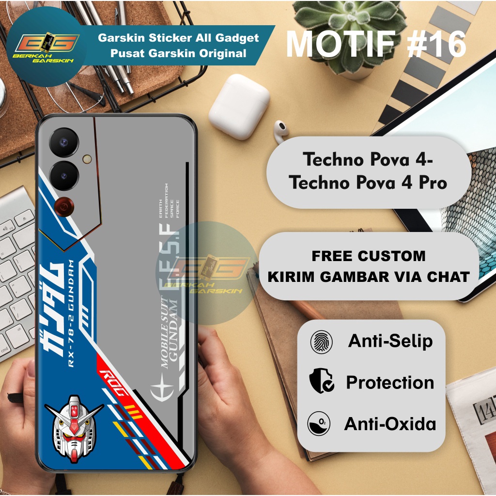 Garskin Stiker Techno Pova 4- Pova 4 pro Motif 16-20 Bisa Request Gambar ISI 2 PCS