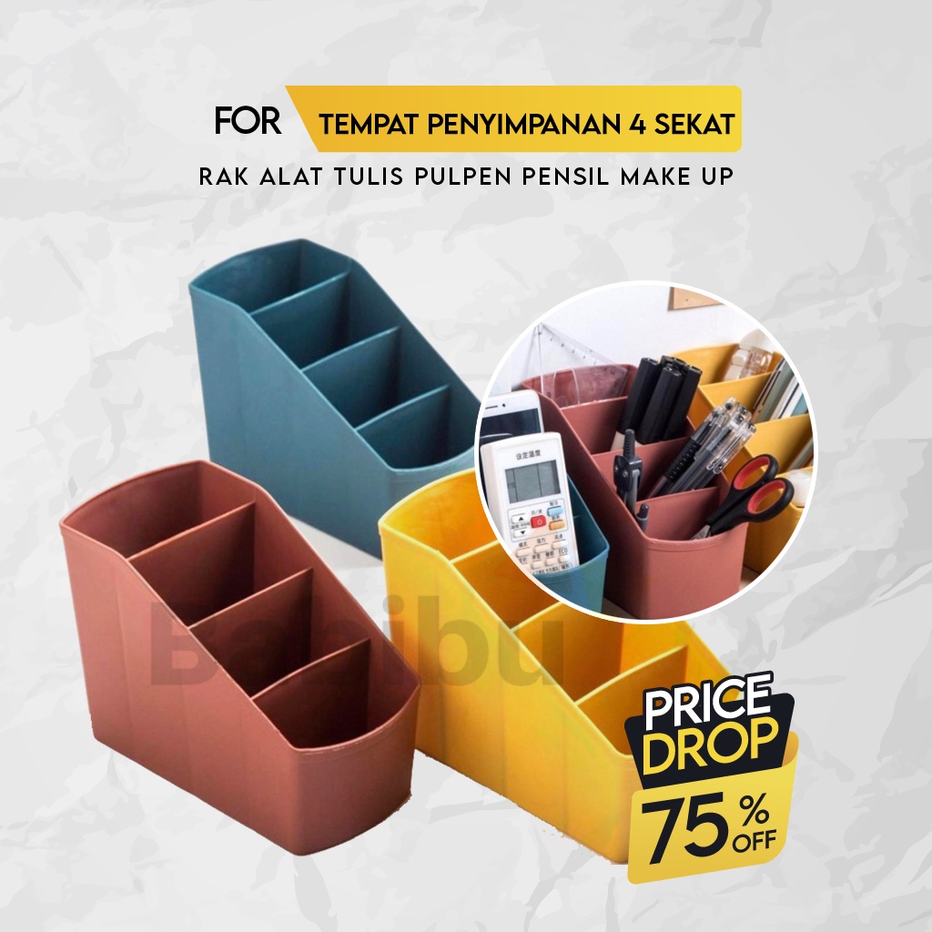 

Rak Alat Tulis Pulpen Pensil Make Up Tempat Penyimpanan 4 Sekat