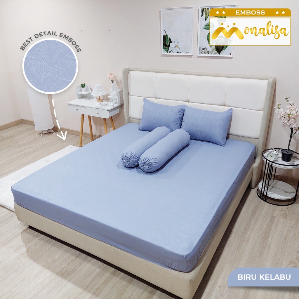 Monalisa Emboss Sprei Uk 160/180 - Biru Kelabu