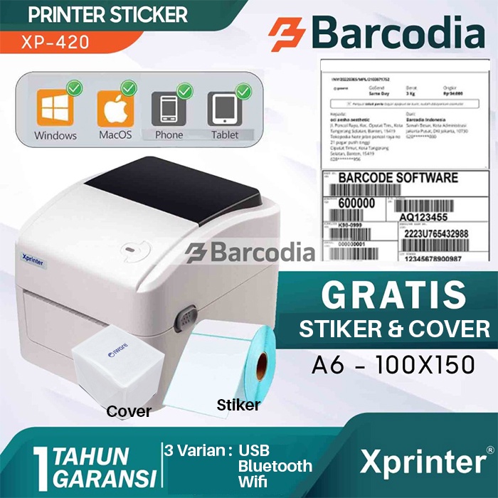 Printer Barcode Bluetooth Label Printer XP-420B | BI-420B 110MM / A6 / Printer Bluetooth Resi Online