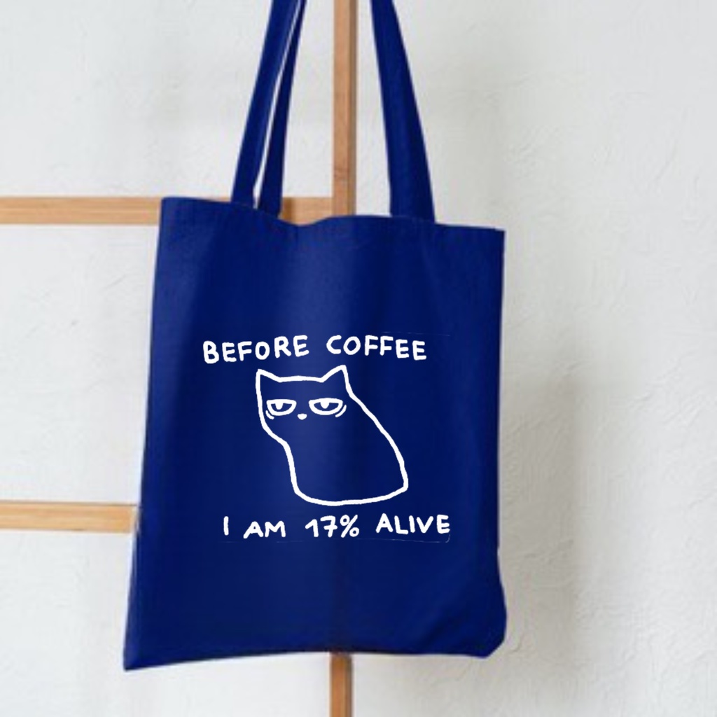 FLASH SALE 7.7 - TOTE BAG COFFEE KUCING LUCU RESLETING BAHAN KANVAS TEBAL MUAT LAPTOP UKURAN 35X40 CM - TOTE BAG MAHASISWA - TOTE BAG KULIAH , KAMPUS - TOTE BAG LUCU BAHAN KUAT DAN TEBAL