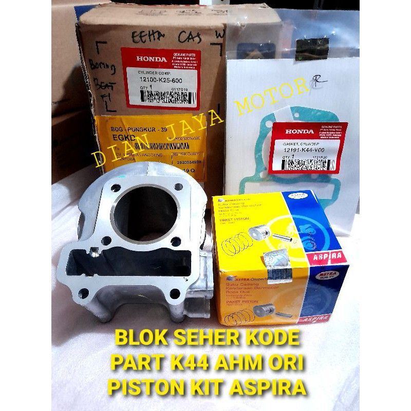 PAKET BLOK SEHER K25 AHM Plus PISTON K48 Aspira Plus PAKING K44 AHM Honda Beat FI ESP BORING ASSY/BL