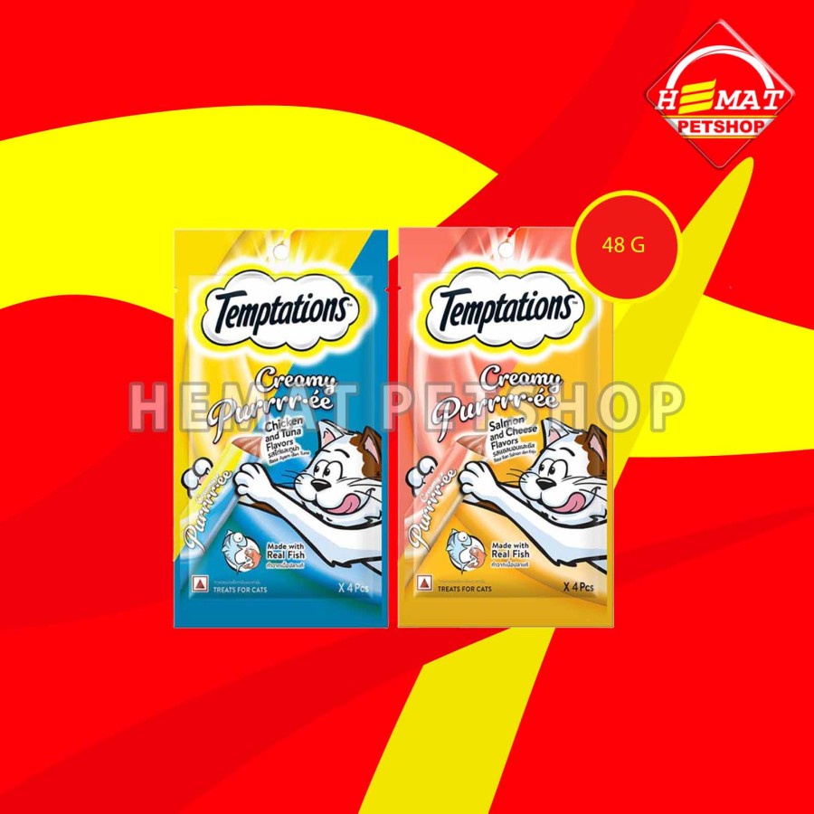 Snack Cemilan temptation creamy makanan kucing 48gr