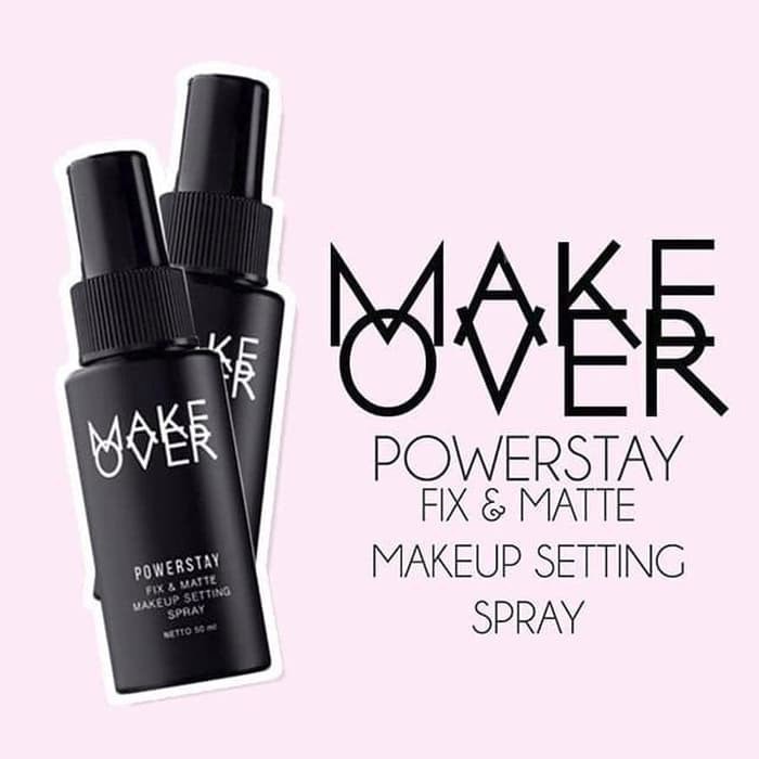 MAKE OVER Powerstay Fix &amp; Matte Makeup Setting Spray Indonesia / Setting Spray 50ml / Pro Long Make Up To 4H Quick Absorbtion Instant Matte Finish / Tahan Lama Melembabkan / Makeup Cosmetic Face Make Up Kosmetik Wajah Muka / Makeover Power Stay Series