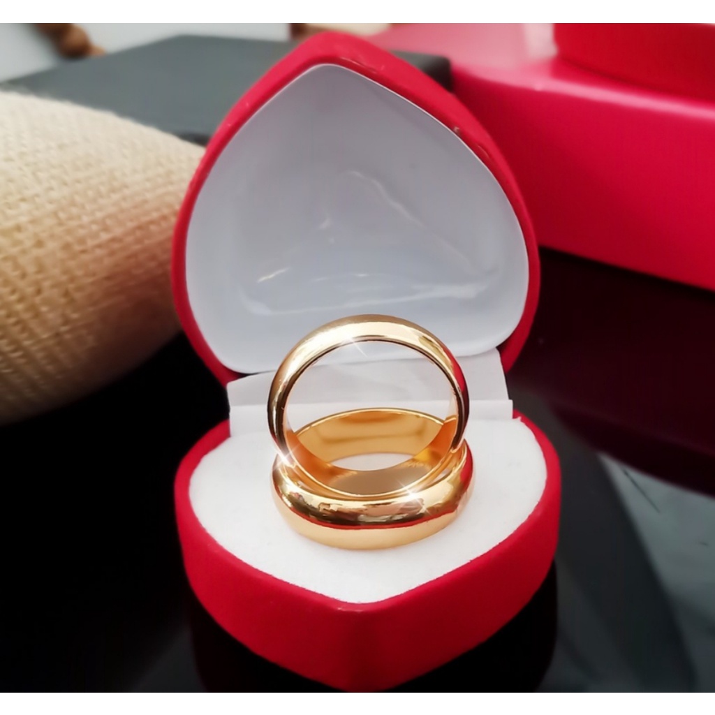 Cincin Emas Titanium Gold Unisex / Pria / Wanita Stainless Steel Anti Karat 216L Sepuh Emas 16 17 18 19 Ukuran 6 7 8 9 Cincin Nikah Tunangan Fashion Import - Bayar Ditempat - COD