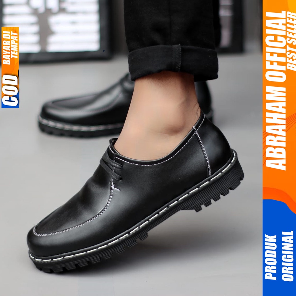 ABRAHAM Sepatu Loafers Formal Docmart Pantofel Hitam Pria