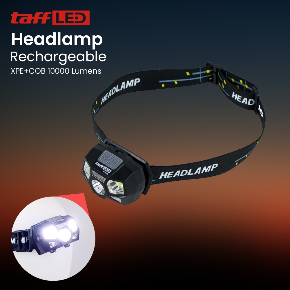 TaffLED Headlamp Rechargeable USB Motion XPE+COB 10000 Lumens BL066