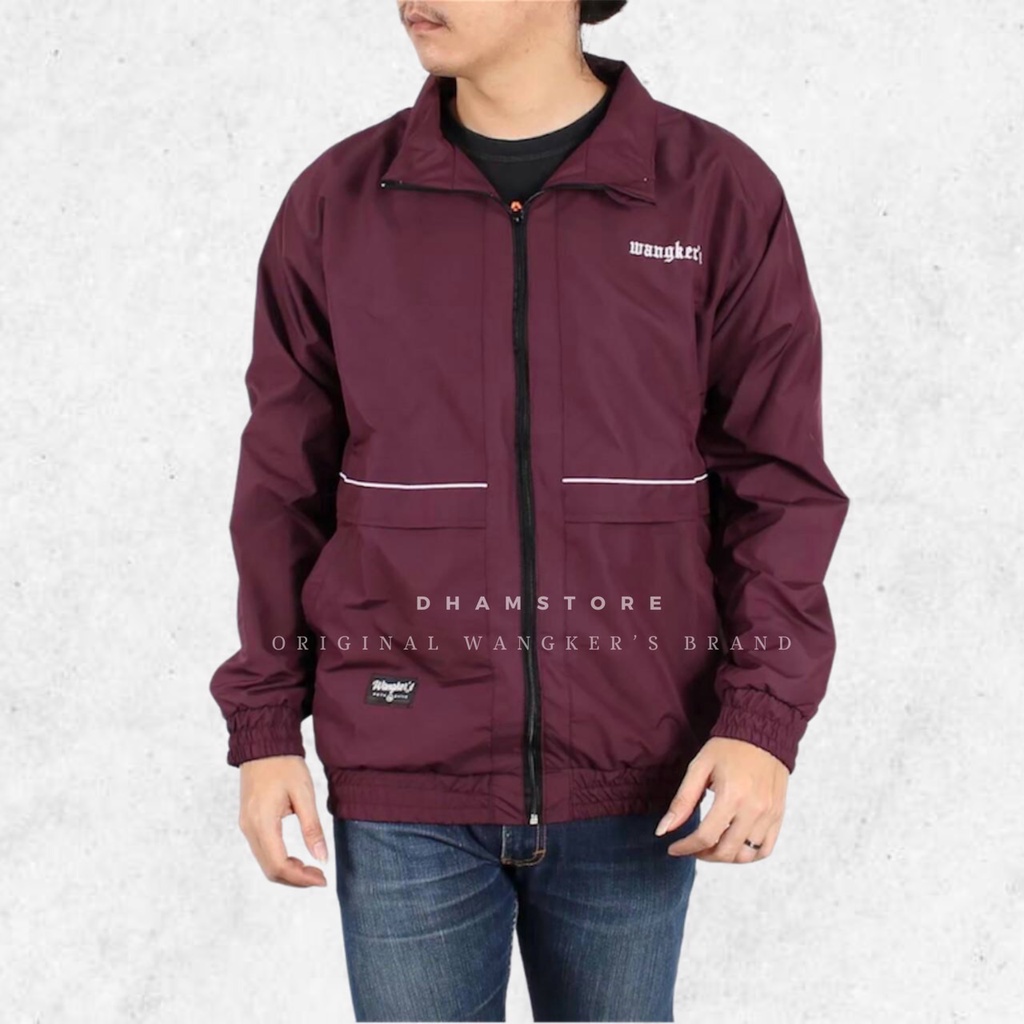 Wangkers - Jaket Wangkers Tracksuit White Line Jaket Pria Jaket Parasut Jaket Outdoor Jaket Distro Jaket Casual Maroon