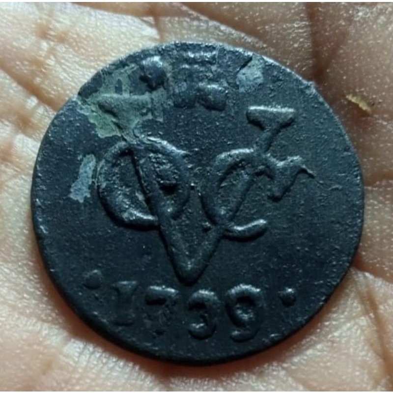 Koin VOC 1 Duit Zeeland 1739 Bahan Timah N