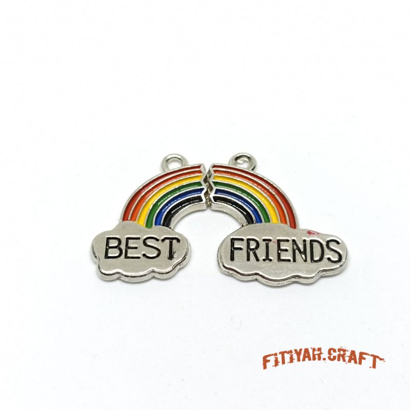 Sepasang DIY Aksesoris Rainbow Benst Friends Manik Charm DIY Pelangi Best Friend