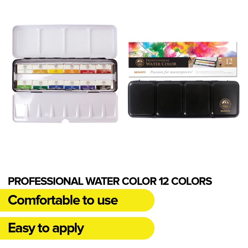 

Mungyo Official - Professional Watercolor Pan Set - Full Size 12 Color Set