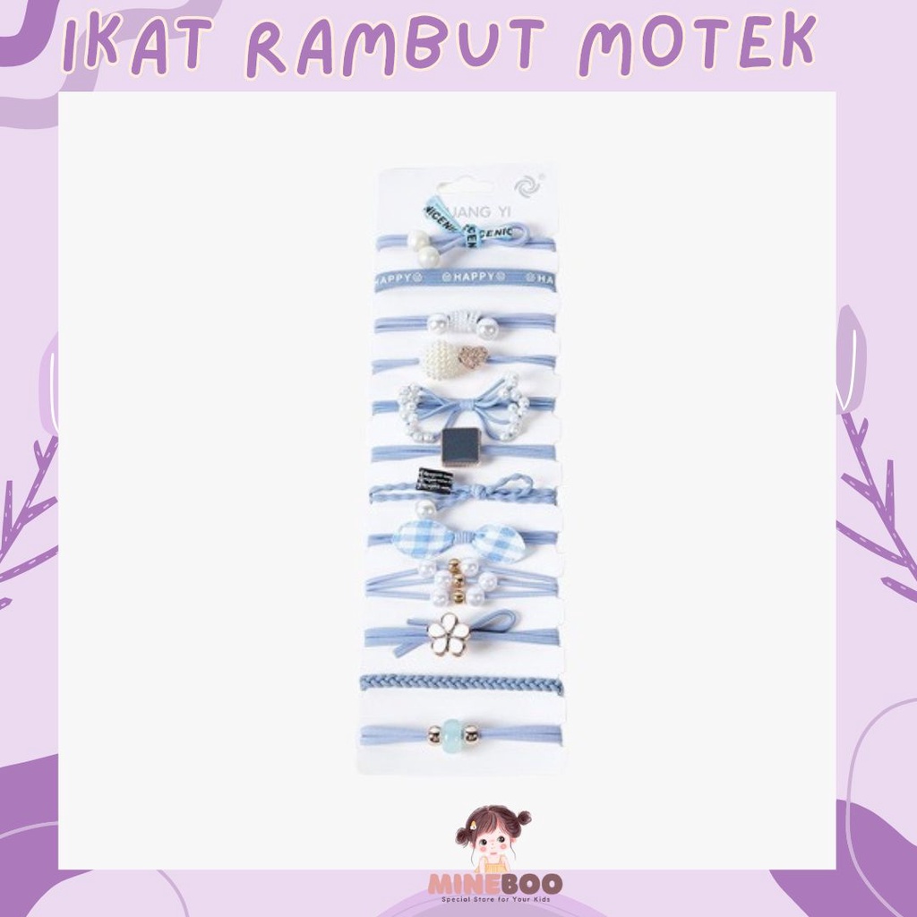 mineboo - IKAT RAMBUT MOTEK Ikat Rambut Anak Korea 1 set Isi 12 Pcs NO BOX Bahan Karet Aksesoris Rambut Wanita Murah