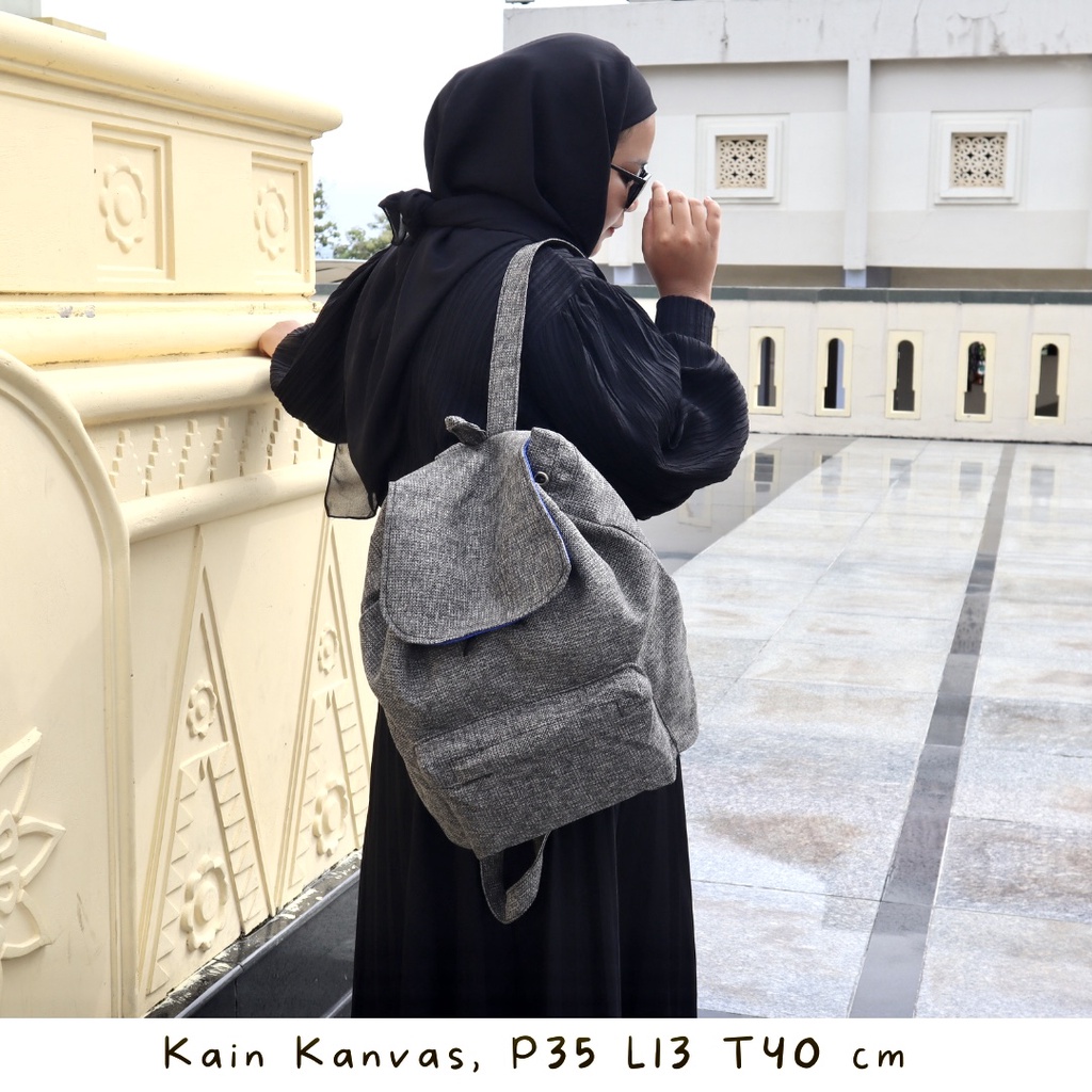 『Bebas Ongkir 』 Tas Bahan Lembut Kanvas Wanita Ransel Serut Sekolah Perempuan Besar ransel polos