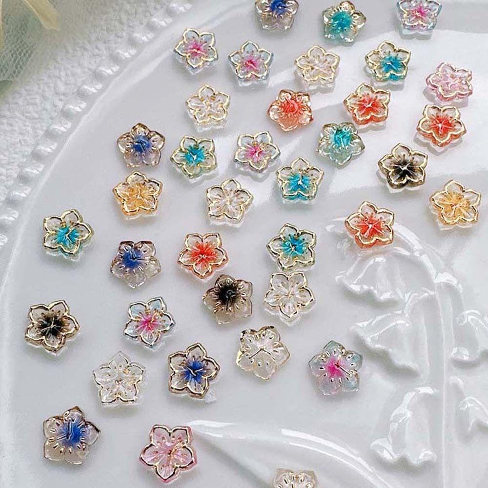 AUGUSTINA Agustina Bunga Hiasan Kuku Resin Fashion Bauhinia Flowers Perhiasan Nail Art Jepang Nail Art Manicure Aksesoris