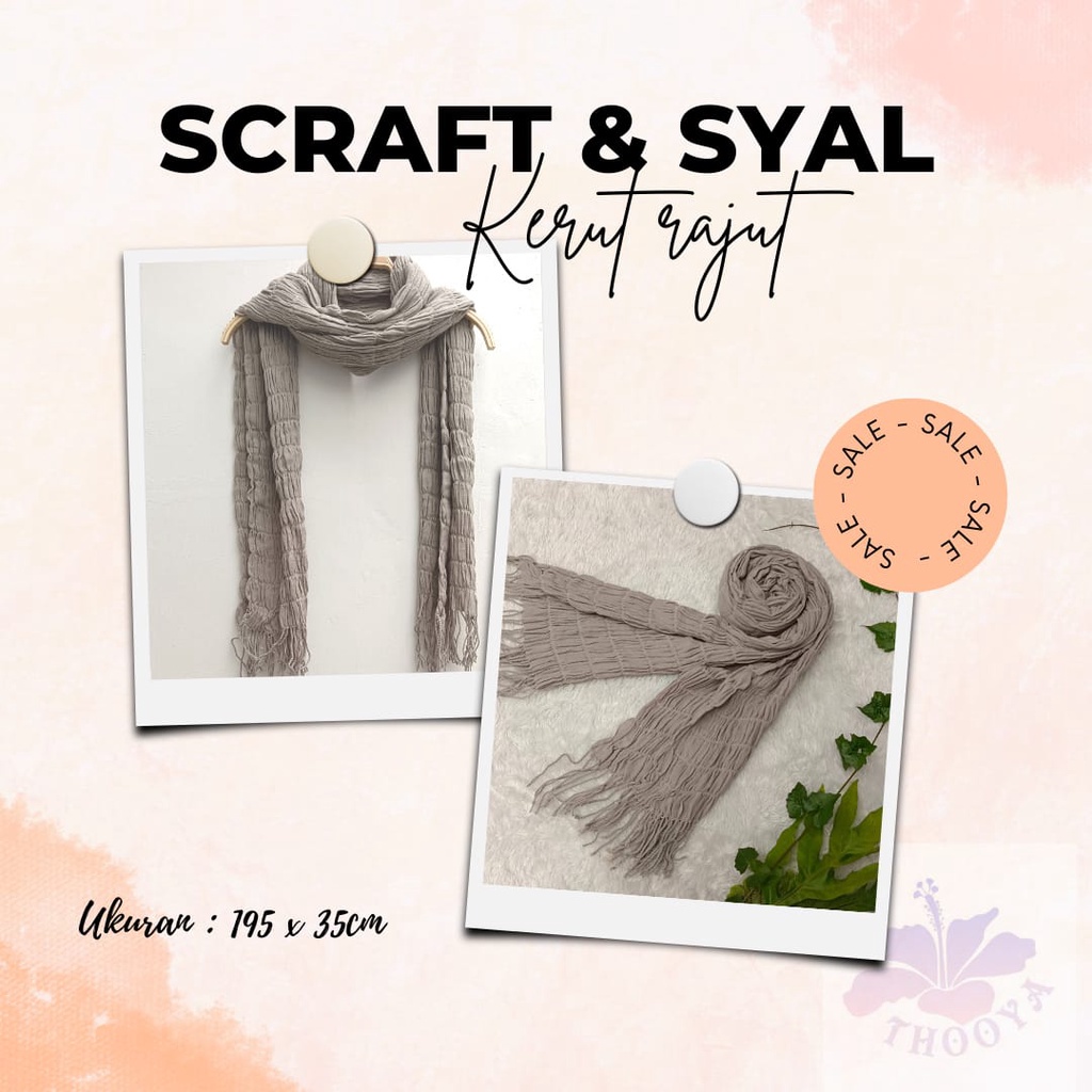 Syal Wanita Polos Kerut Rajut Bahan Knit Warna Grey | Scarf Knited | Shawl | Selendang | Souvenir Aksesoris Fashion Wanita