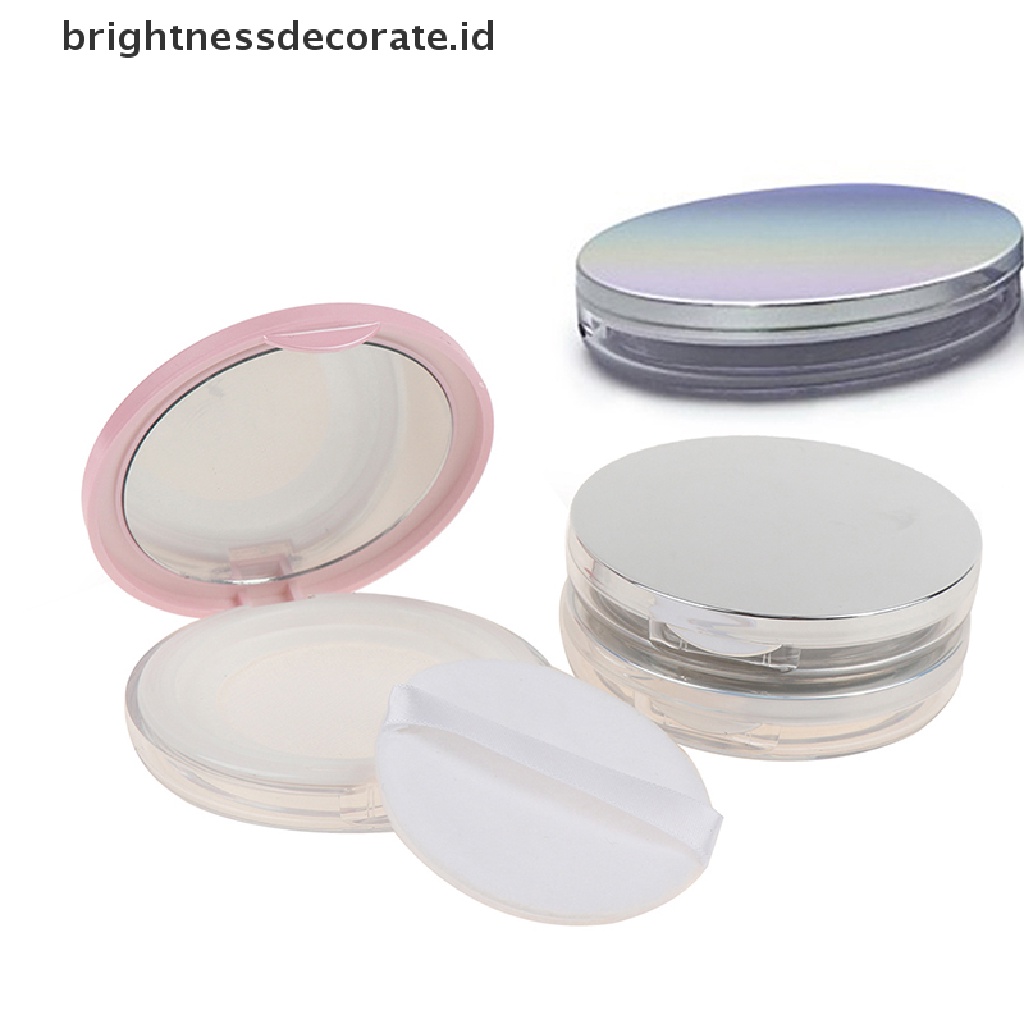 [Birth] Ayakan Kosmetik Kosong Portabel Loose Jar Container Puff Box Case Dengan Cermin [ID]