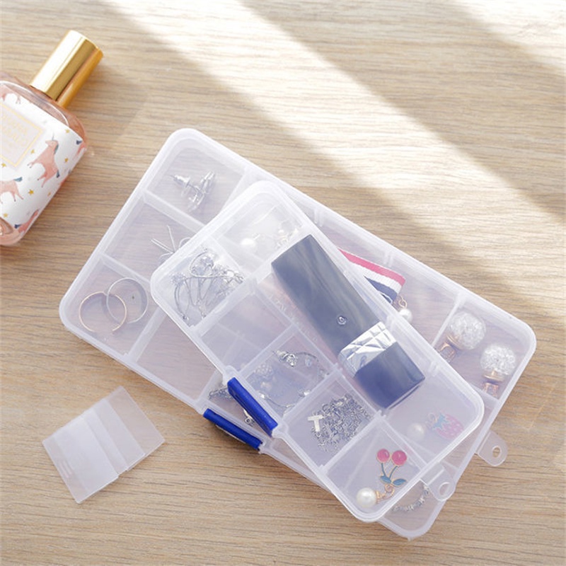 Wadah Penyimpanan Kotak Perhiasan Plastik Transparan Nail Art Dekorasi Wadah Kosong Penyimpanan Anting Organizer Etalase 28kisi Kotak Organizer Plastik Bening