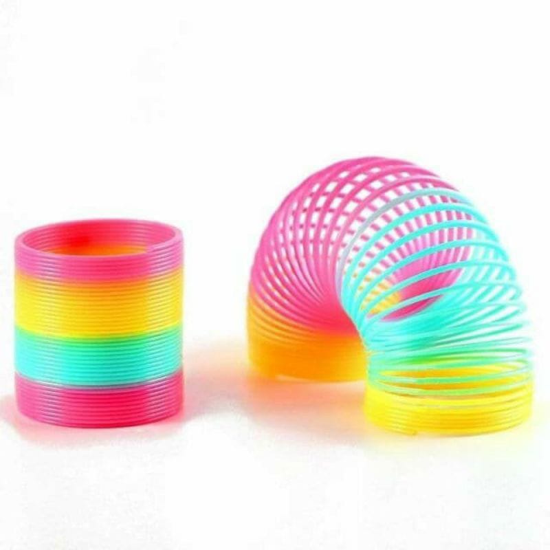 (FO)  Mainan Spring Slinky Magic Warna Pelangi Ada Lampu